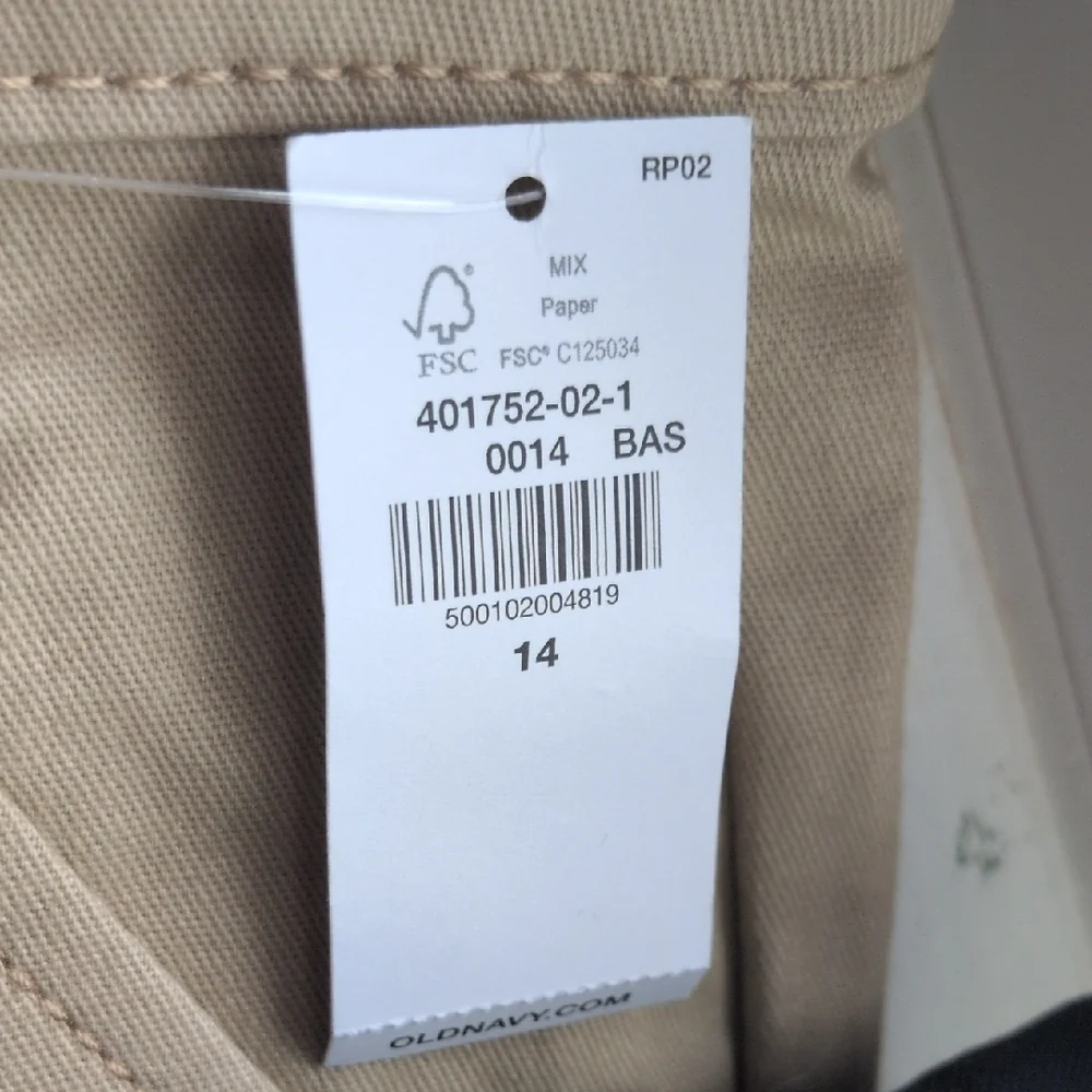 2 Pairs Old Navy Girls Sz14 Casual Bottoms - Navy, Tan Uniform